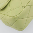 CHANEL Matelasse Chain Shoulder Bag Lamb Skin 2way Green Gold CC Auth 209576SM-16