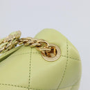 CHANEL Matelasse Chain Shoulder Bag Lamb Skin 2way Green Gold CC Auth 209576SM-19