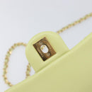 CHANEL Matelasse Chain Shoulder Bag Lamb Skin 2way Green Gold CC Auth 209576SM-22