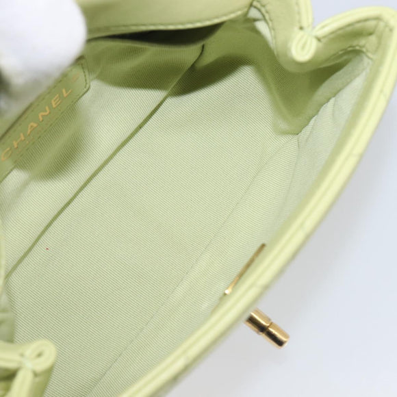 CHANEL Matelasse Chain Shoulder Bag Lamb Skin 2way Green Gold CC Auth 209576SM