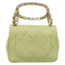 CHANEL Matelasse Chain Shoulder Bag Lamb Skin 2way Green Gold CC Auth 209576SM-3