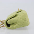 CHANEL Matelasse Chain Shoulder Bag Lamb Skin 2way Green Gold CC Auth 209576SM-5