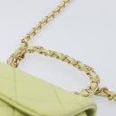 CHANEL Matelasse Chain Shoulder Bag Lamb Skin 2way Green Gold CC Auth 209576SM-8