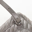 CHANEL V Stitch Backpack Leather Silver CC Auth 209577V-14