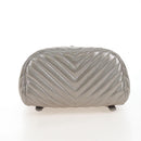 CHANEL V Stitch Backpack Leather Silver CC Auth 209577V-15