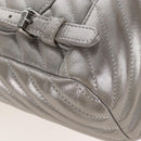CHANEL V Stitch Backpack Leather Silver CC Auth 209577V-21