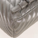 CHANEL V Stitch Backpack Leather Silver CC Auth 209577V-22