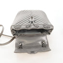 CHANEL V Stitch Backpack Leather Silver CC Auth 209577V-21