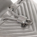 CHANEL V Stitch Backpack Leather Silver CC Auth 209577V-24