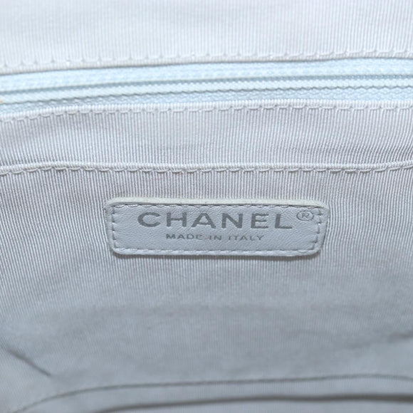 CHANEL V Stitch Backpack Leather Silver CC Auth 209577V