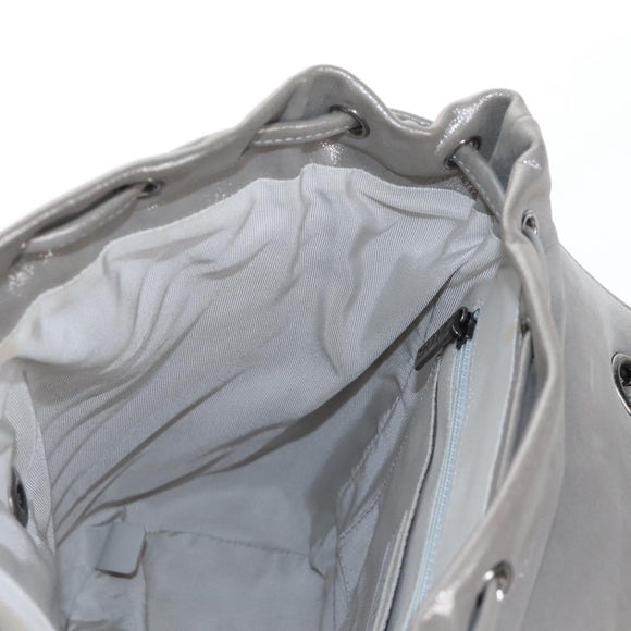 CHANEL V Stitch Backpack Leather Silver CC Auth 209577V