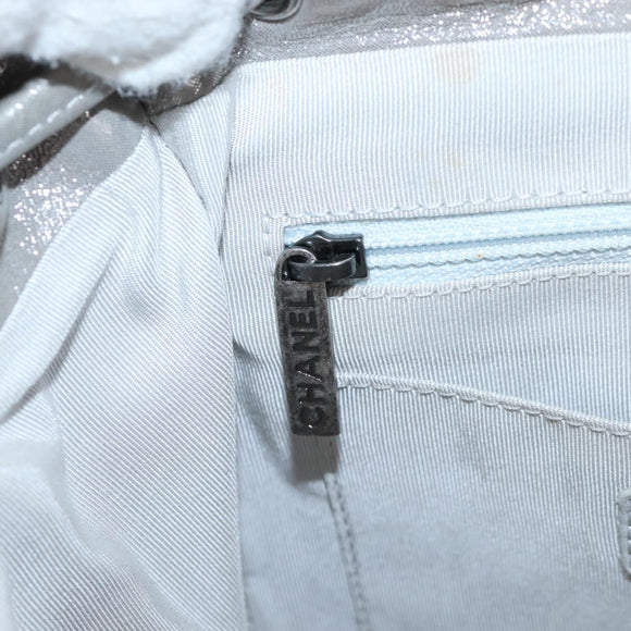 CHANEL V Stitch Backpack Leather Silver CC Auth 209577V