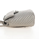 CHANEL V Stitch Backpack Leather Silver CC Auth 209577V-4