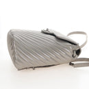 CHANEL V Stitch Backpack Leather Silver CC Auth 209577V-5