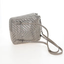 CHANEL V Stitch Backpack Leather Silver CC Auth 209577V-8