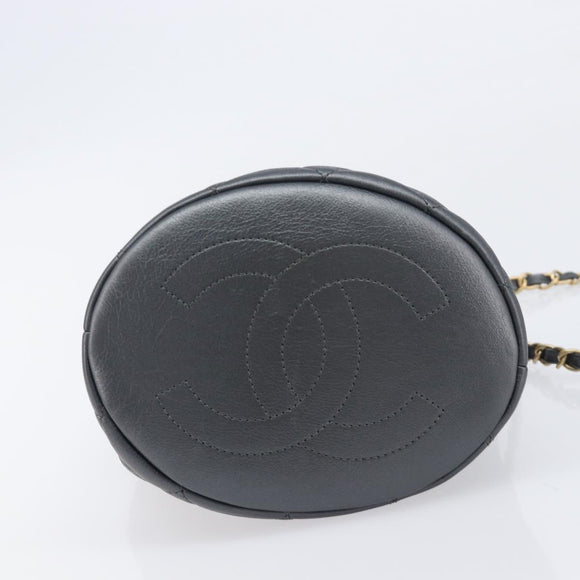 CHANEL Matelasse Chain Shoulder Bag Leather 2way Gray Gold Tone CC Auth 209579SM