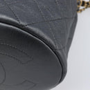 CHANEL Matelasse Chain Shoulder Bag Leather 2way Gray Gold Tone CC Auth 209579SM-13