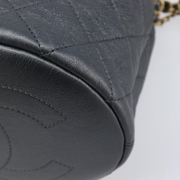 CHANEL Matelasse Chain Shoulder Bag Leather 2way Gray Gold Tone CC Auth 209579SM