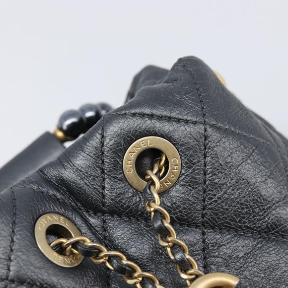 CHANEL Matelasse Chain Shoulder Bag Leather 2way Gray Gold Tone CC Auth 209579SM