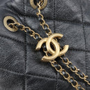 CHANEL Matelasse Chain Shoulder Bag Leather 2way Gray Gold Tone CC Auth 209579SM-18