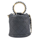 CHANEL Matelasse Chain Shoulder Bag Leather 2way Gray Gold Tone CC Auth 209579SM-3
