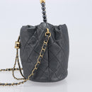 CHANEL Matelasse Chain Shoulder Bag Leather 2way Gray Gold Tone CC Auth 209579SM-4
