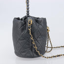 CHANEL Matelasse Chain Shoulder Bag Leather 2way Gray Gold Tone CC Auth 209579SM-5