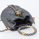 CHANEL Matelasse Chain Shoulder Bag Leather 2way Gray Gold Tone CC Auth 209579SM-6