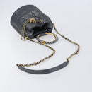 CHANEL Matelasse Chain Shoulder Bag Leather 2way Gray Gold Tone CC Auth 209579SM-9