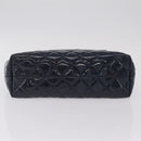 CHANEL Matelasse Chain Shoulder Bag Patent Navy Silver CC Auth 209580A-10
