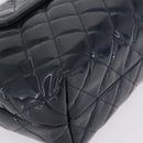 CHANEL Matelasse Chain Shoulder Bag Patent Navy Silver CC Auth 209580A-11