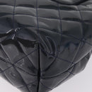 CHANEL Matelasse Chain Shoulder Bag Patent Navy Silver CC Auth 209580A-14