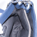 CHANEL Matelasse Chain Shoulder Bag Patent Navy Silver CC Auth 209580A-21