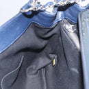 CHANEL Matelasse Chain Shoulder Bag Patent Navy Silver CC Auth 209580A-24