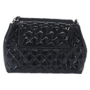 CHANEL Matelasse Chain Shoulder Bag Patent Navy Silver CC Auth 209580A-3