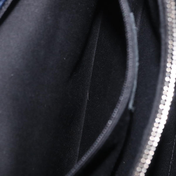 CHANEL Matelasse Chain Shoulder Bag Patent Navy Silver CC Auth 209580A