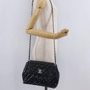 CHANEL Matelasse Chain Shoulder Bag Patent Navy Silver CC Auth 209580A-33