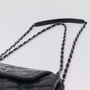 CHANEL Matelasse Chain Shoulder Bag Patent Navy Silver CC Auth 209580A-8
