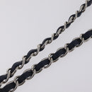 CHANEL Matelasse Chain Shoulder Bag Patent Navy Silver CC Auth 209580A-9
