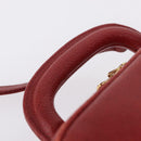 CHANEL Vanity Hand Bag Caviar Skin 2way Red Gold Tone CC Auth 209581-10