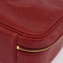 CHANEL Vanity Hand Bag Caviar Skin 2way Red Gold Tone CC Auth 209581-16