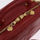 CHANEL Vanity Hand Bag Caviar Skin 2way Red Gold Tone CC Auth 209581-19