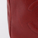 CHANEL Vanity Hand Bag Caviar Skin 2way Red Gold Tone CC Auth 209581-3