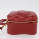 CHANEL Vanity Hand Bag Caviar Skin 2way Red Gold Tone CC Auth 209581-7
