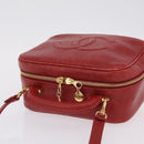 CHANEL Vanity Hand Bag Caviar Skin 2way Red Gold Tone CC Auth 209581-8