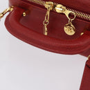 CHANEL Vanity Hand Bag Caviar Skin 2way Red Gold Tone CC Auth 209581-9