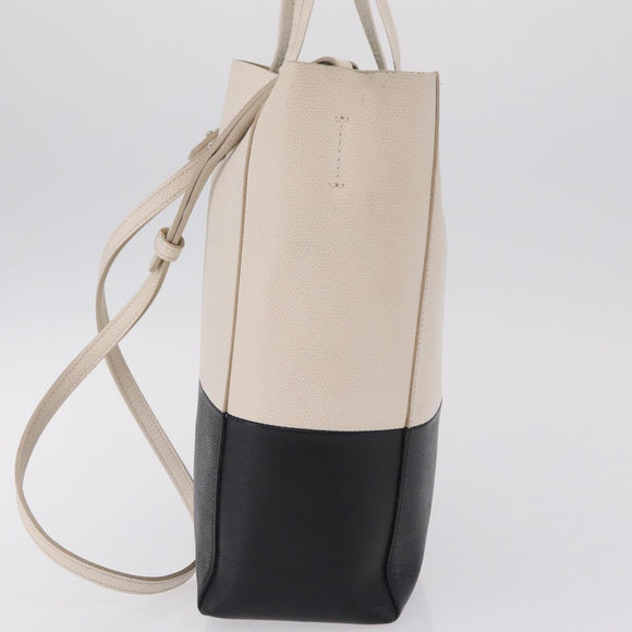 CELINE Hand Bag Leather 2way Black Silver Auth 209590A