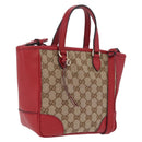 GUCCI GG Canvas Hand Bag Outlet 2way Beige Gold Tone 449241 Auth 209591A-1