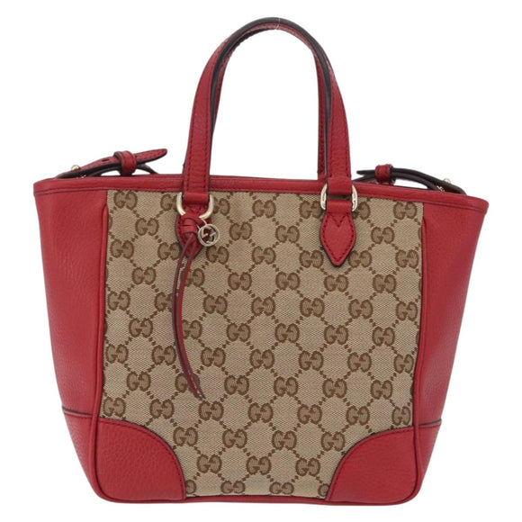 GUCCI GG Canvas Hand Bag Outlet 2way Beige Gold Tone 449241 Auth 209591A