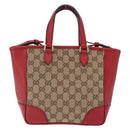 GUCCI GG Canvas Hand Bag Outlet 2way Beige Gold Tone 449241 Auth 209591A-3